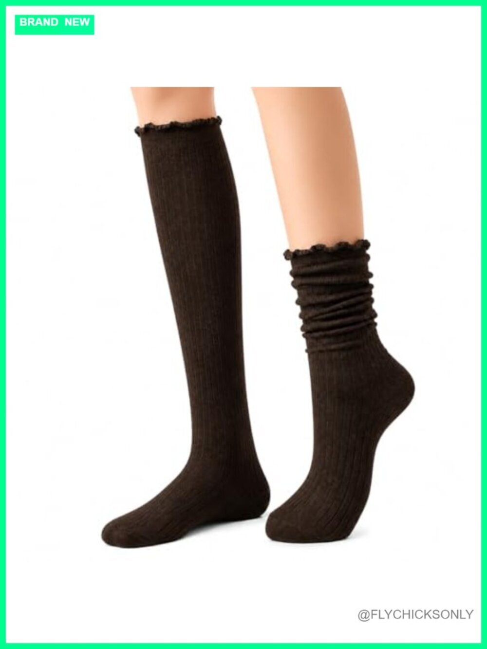 Knee High Socks with Ruffle Trim, Soft and Stretchy, Scrunch for Boots &